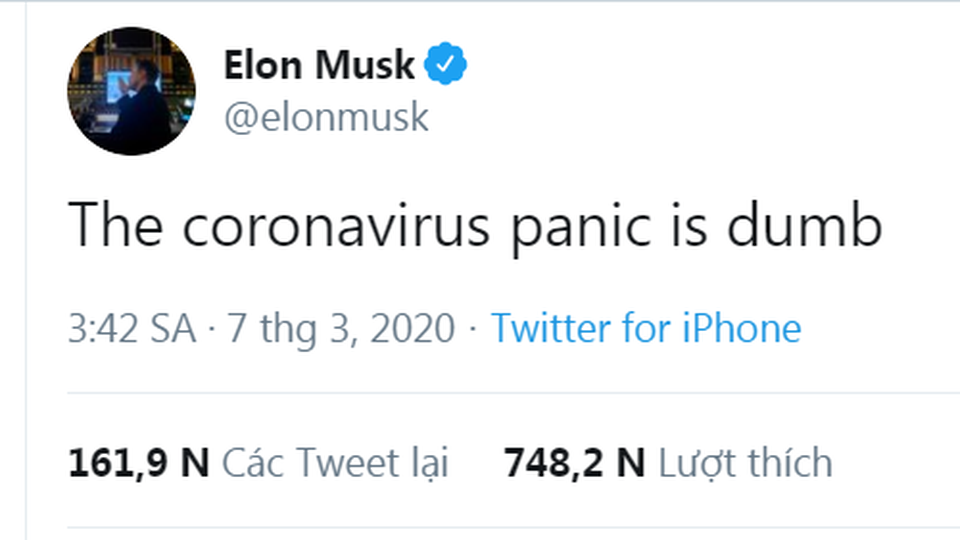Tỷ phú Elon Musk nhận bão chỉ trích trên Twitter vì khinh thường Covid-19 - 2 Tỷ phú Elon Musk nhận bão chỉ trích trên Twitter vì khinh thường Covid-19 - 2