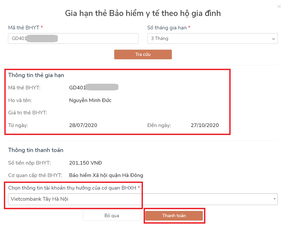Gia hạn thẻ BHYT hộ gia đình và đóng BHXH tự nguyện trên Cổng DVC Quốc gia - 3 Gia hạn thẻ BHYT hộ gia đình và đóng BHXH tự nguyện trên Cổng DVC Quốc gia - 3