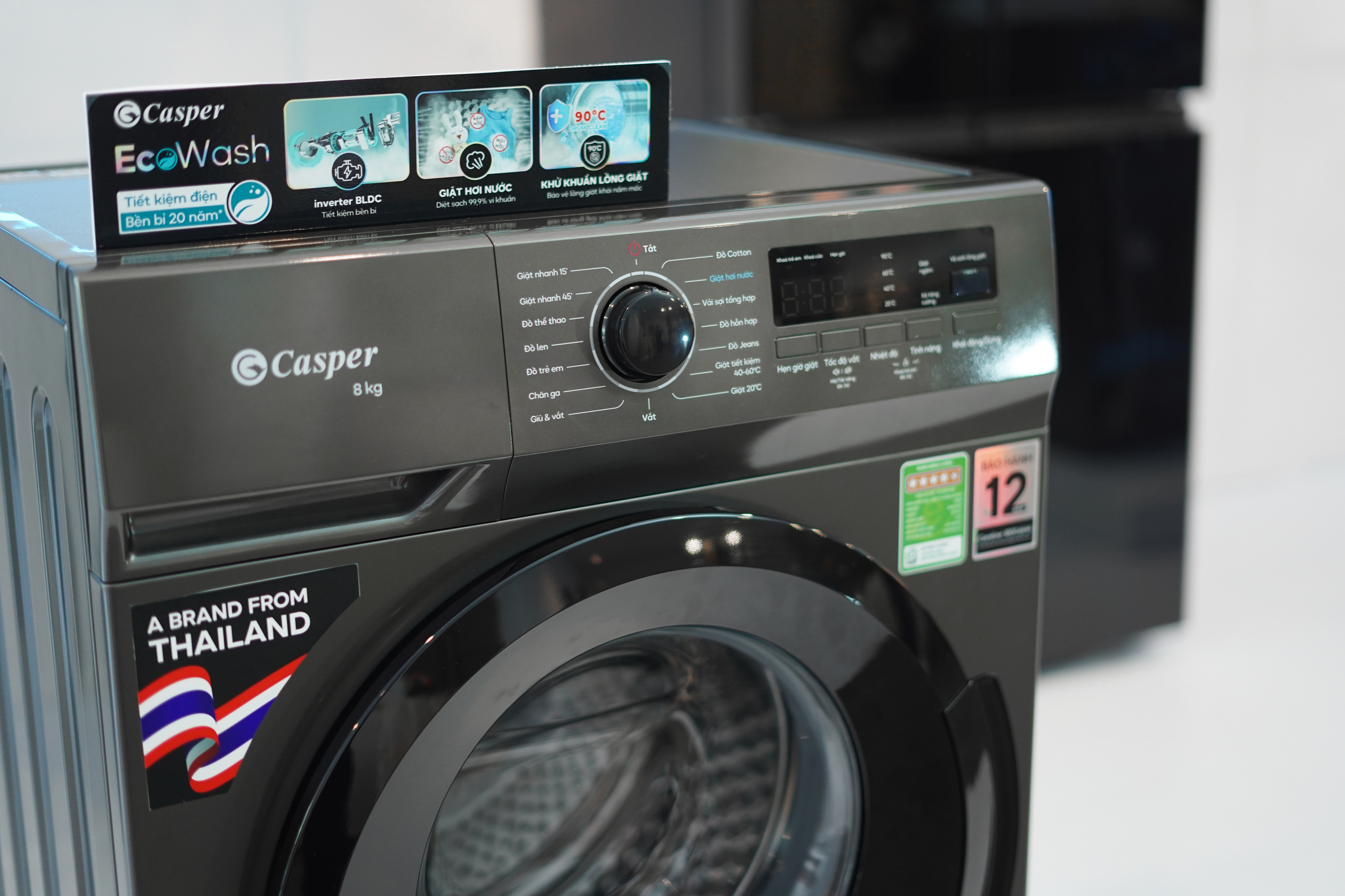 Máy giặt Casper cửa ngang thế hệ mới được trang bị nhiều chương trình giặt, thiết kế hiện đại (Ảnh: BTC).