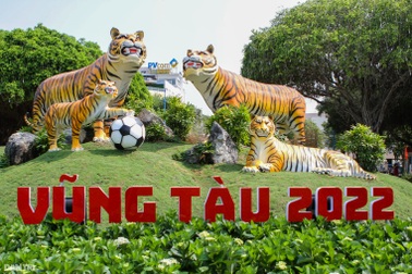 "Gia đình hổ" uy nghi, hùng tráng tại Hội Xuân thành phố biển Vũng Tàu