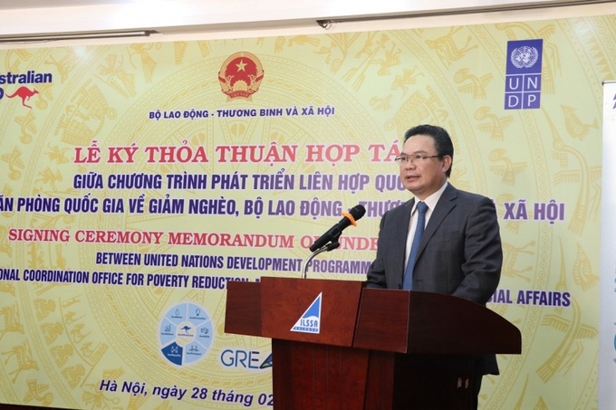 Thứ trưởng Lê Văn Thanh phát biểu tại Lễ ký kết.