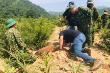 Đã di dời quả bom "khủng" còn nguyên ngòi nổ gần cột mốc biên giới