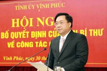 Ông Trần Duy Đông làm Phó Bí thư Tỉnh ủy Vĩnh Phúc