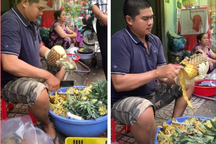 Người đàn ông ở Sài Gòn trổ tài gọt dứa trong 45 giây gây "sốt" mạng