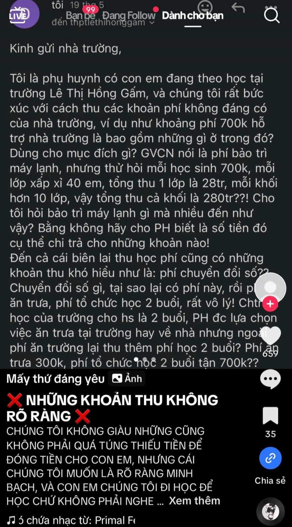 Sắp nghỉ hè, phụ huynh không quá túng thiếu than tiền trường trên TikTok - 1