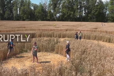 Vòng tròn khổng lồ xuất hiện bí ẩn trên cánh đồng ngũ cốc