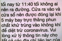 Xử phạt người tung tin “5 máy bay trực thăng phun khử trùng diệt corona”