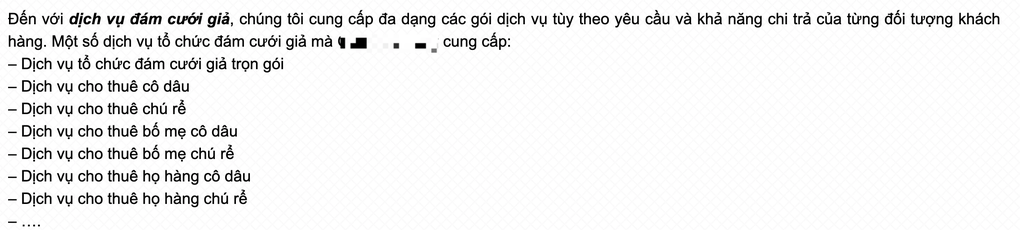 Sôi động dịch vụ tổ chức đám cưới giả giá hàng trăm triệu đồng - 2 Sôi động dịch vụ tổ chức đám cưới giả giá hàng trăm triệu đồng - 2