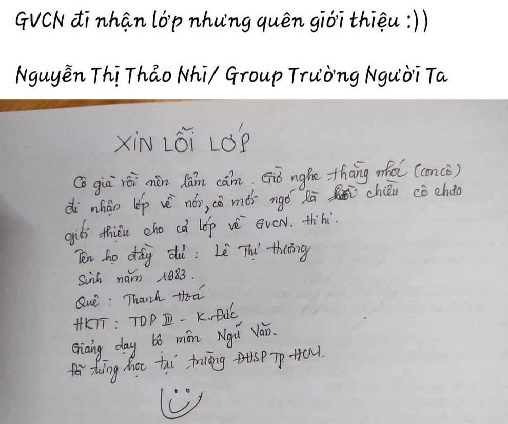 Quên giới thiệu tên ngày nhận lớp, cô chủ nhiệm viết thư xin lỗi học trò - 1 Quên giới thiệu tên ngày nhận lớp, cô chủ nhiệm viết thư xin lỗi học trò - 1