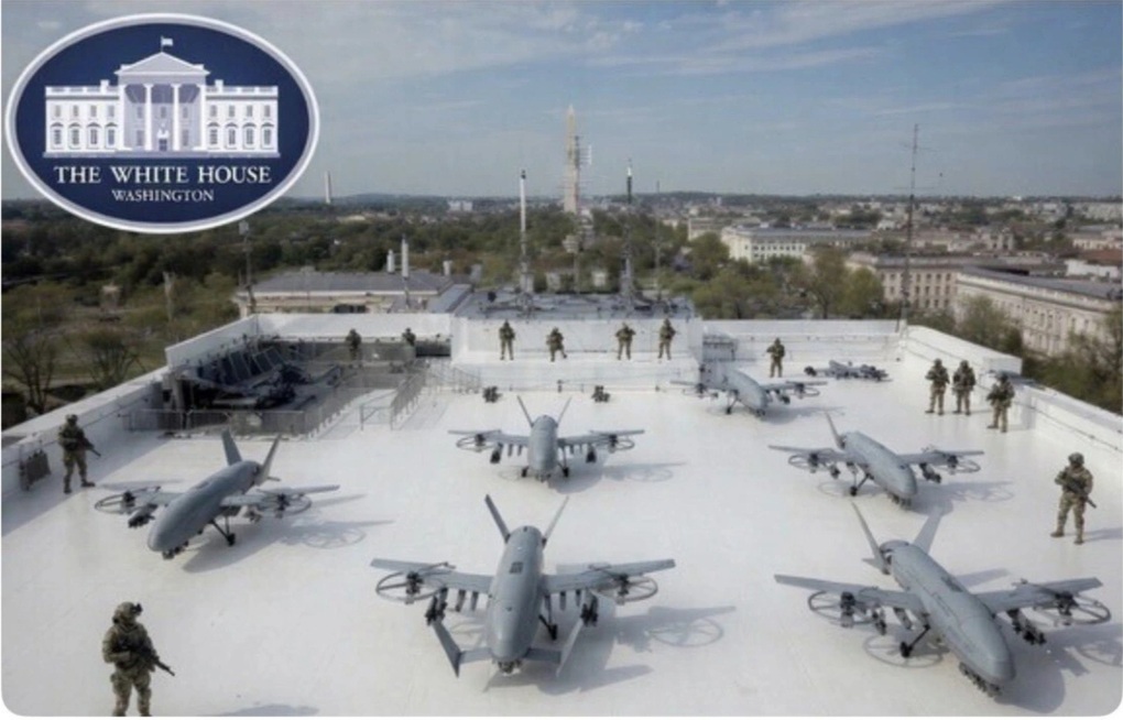 Ông Trump đăng ảnh mô phỏng căn cứ UAV trên nóc phòng khiêu vũ Nhà Trắng - 1 Ông Trump đăng ảnh mô phỏng căn cứ UAV trên nóc phòng khiêu vũ Nhà Trắng - 1