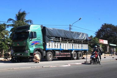 Xe tải cán ngang, 2 người chết thảm