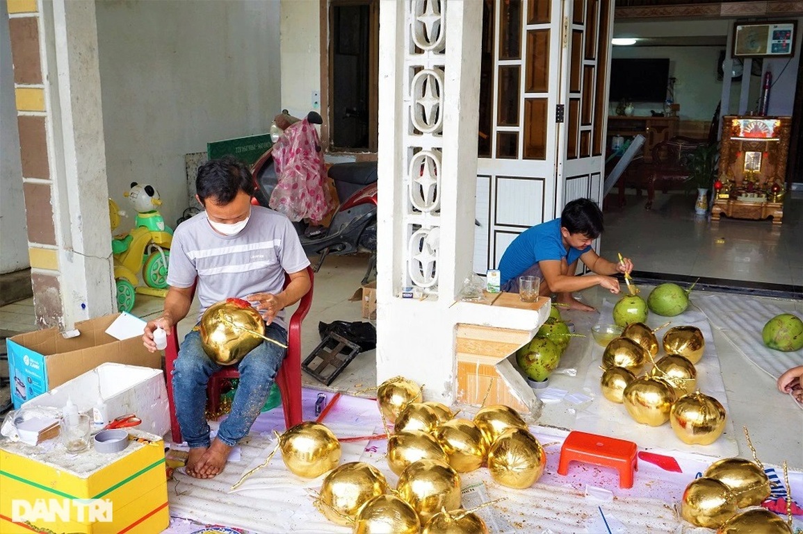Dừa dát vàng 24k in hình linh vật hổ, hàng độc chơi Tết, đại gia săn lùng - 2 Dừa dát vàng 24k in hình linh vật hổ, hàng độc chơi Tết, đại gia săn lùng - 2