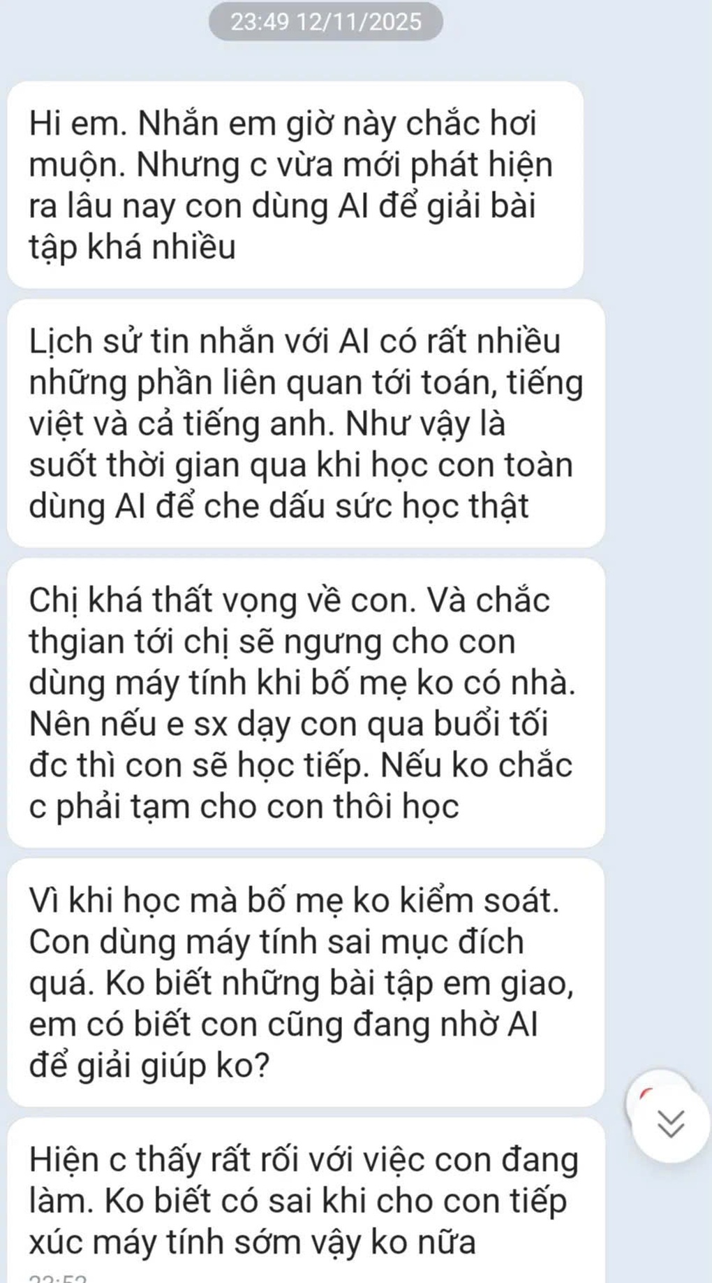 Mẹ hốt hoảng lúc nửa đêm, cho con ngừng học vì dùng AI giải bài tập - 1