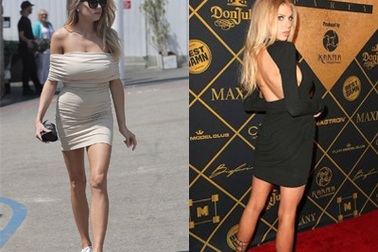 Người đẹp Mỹ đẹp như mộng với váy màu nude