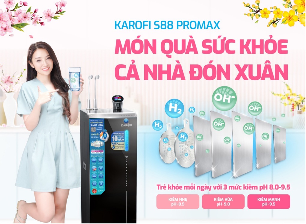 Máy lọc nước Hydro-ion kiềm Karofi: Món quà sức khỏe cho cả nhà đón xuân - 1 Máy lọc nước Hydro-ion kiềm Karofi: Món quà sức khỏe cho cả nhà đón xuân - 1