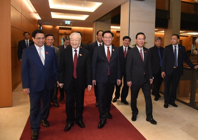 Lãnh đạo Đảng, Nhà nước dự phiên khai mạc Kỳ họp thứ 6, Quốc hội Khóa XV (Ảnh: DK)