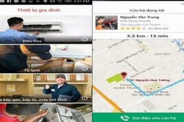 Ứng dụng giúp gọi thợ sửa xe, thiết bị gia dụng, điện tử… một cách dễ dàng