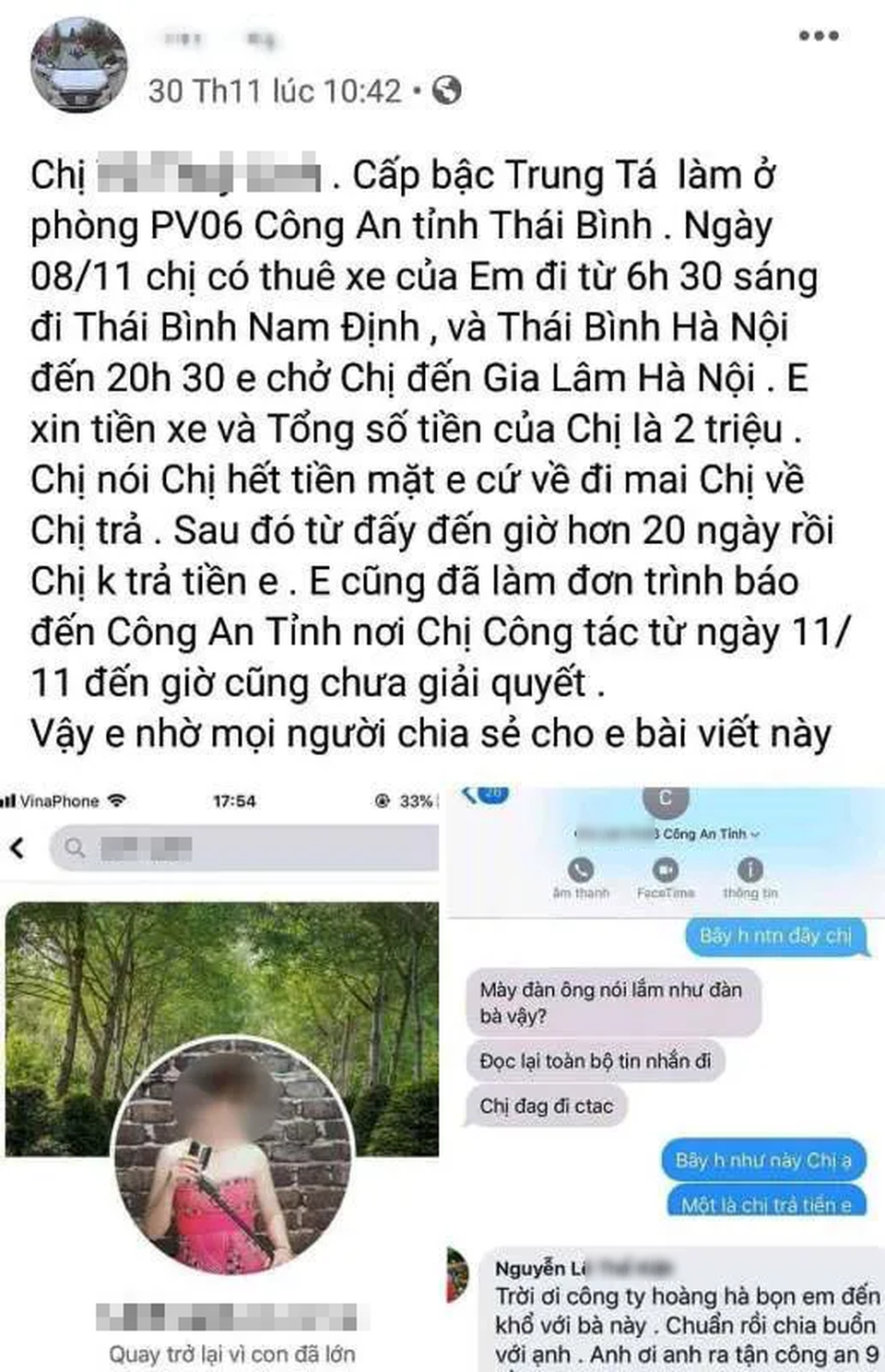 Nữ trung tá công an bị tố “bùng” tiền xe bị rối loạn phân liệt cảm xúc? - 1 Nữ trung tá công an bị tố “bùng” tiền xe bị rối loạn phân liệt cảm xúc? - 1