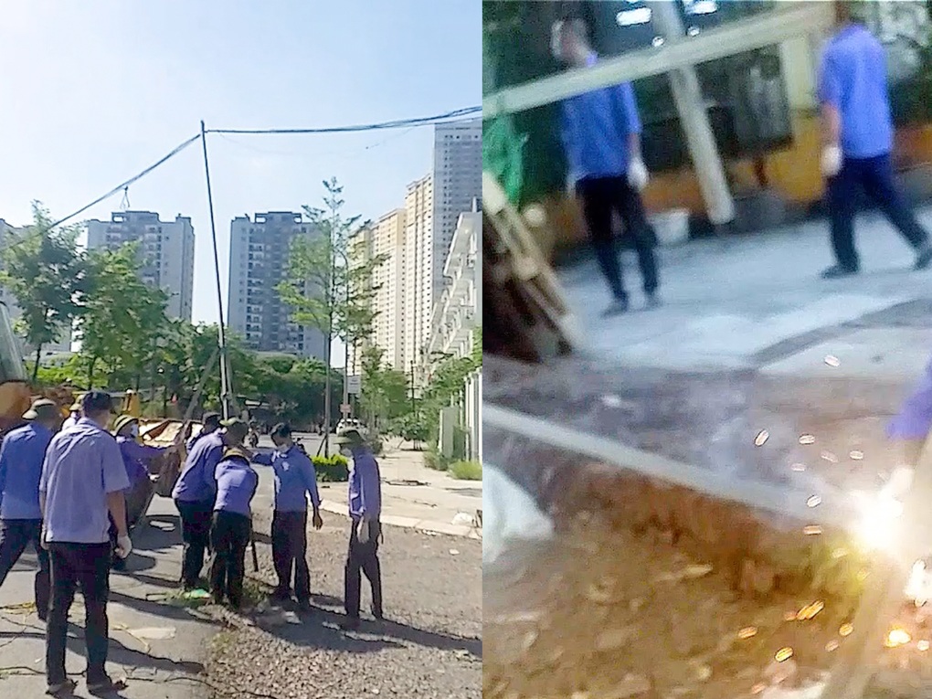 Hàng rào bảo vệ của một trường đại học ở Hà Nội ngang nhiên bị phá hoại - 2