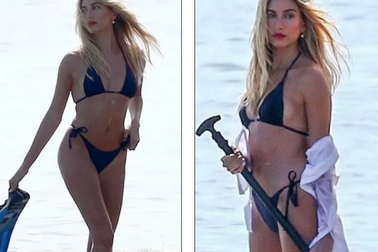 Vợ Justin Bieber diện áo tắm nuột nà trên biển