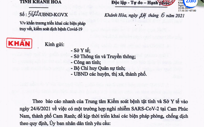 Khánh Hòa thêm một ca nghi nhiễm SARS-CoV-2 tại Cam Phúc Nam 