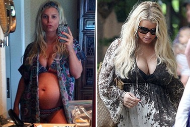 "Bà bầu" Jessica Simpson khoe thân hình đầy đặn