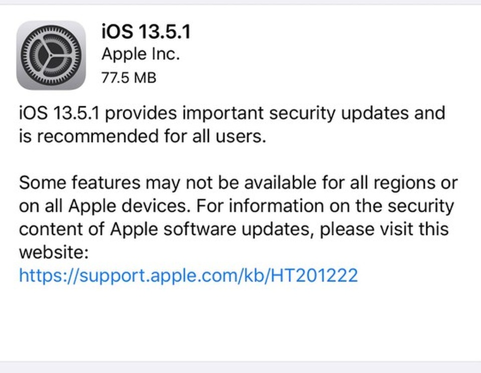 Bản vá iOS 13.5.1 khắc phục lỗ hổng bảo mật nghiêm trọng - 1 Bản vá iOS 13.5.1 khắc phục lỗ hổng bảo mật nghiêm trọng - 1