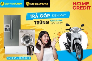 Cơ hội trúng 38 xe Honda Wave Alpha khi mua trả góp 0% tại Điện máy Xanh