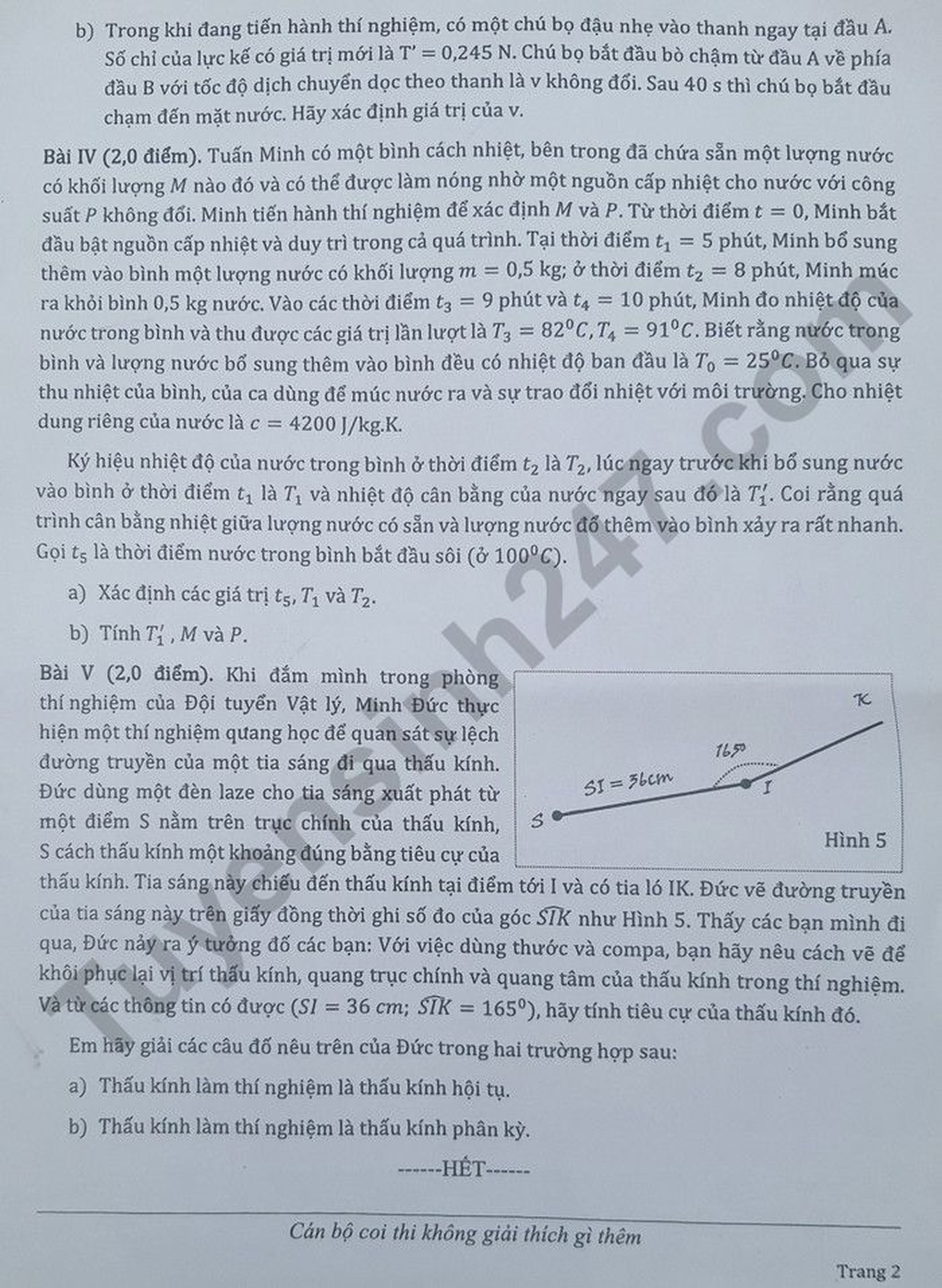 Đề thi vật lý, hóa học Chuyên Khoa học tự nhiên, kết thúc kỳ thi căng não - 4