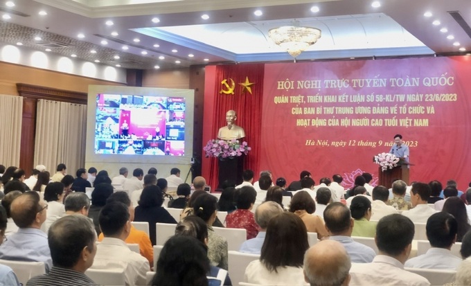 hội nghị trực tuyến toàn quốc quán triệt, triển khai Kết luận số 58-KL/TW của Ban Bí thư Trung ương Đảng về tổ chức và hoạt động của Hội NCT Việt Nam.