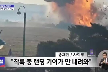 Khoảnh khắc máy bay Hàn Quốc cháy như cầu lửa