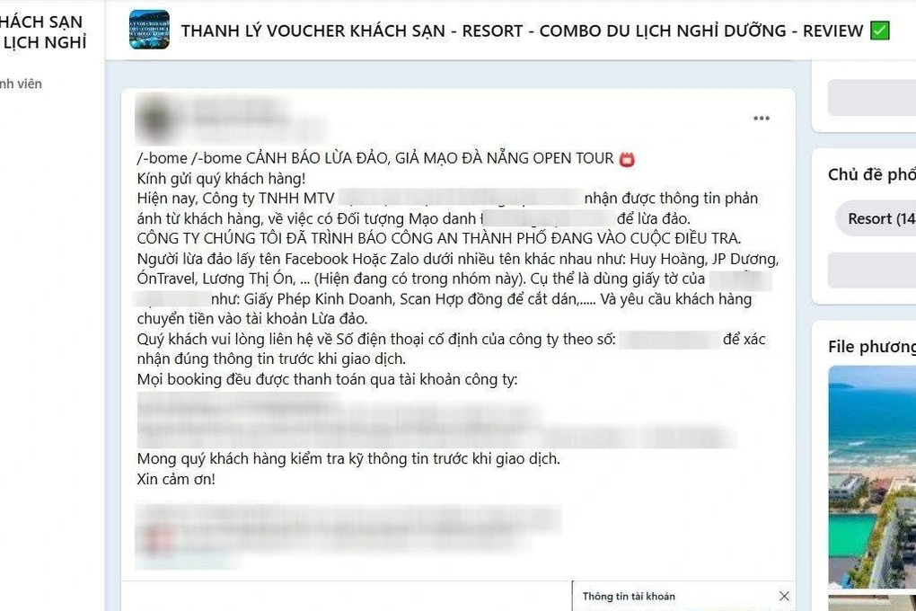 Mạo danh công ty lữ hành, lừa bán vé máy bay, tour du lịch ảo - 1 Mạo danh công ty lữ hành, lừa bán vé máy bay, tour du lịch ảo - 1