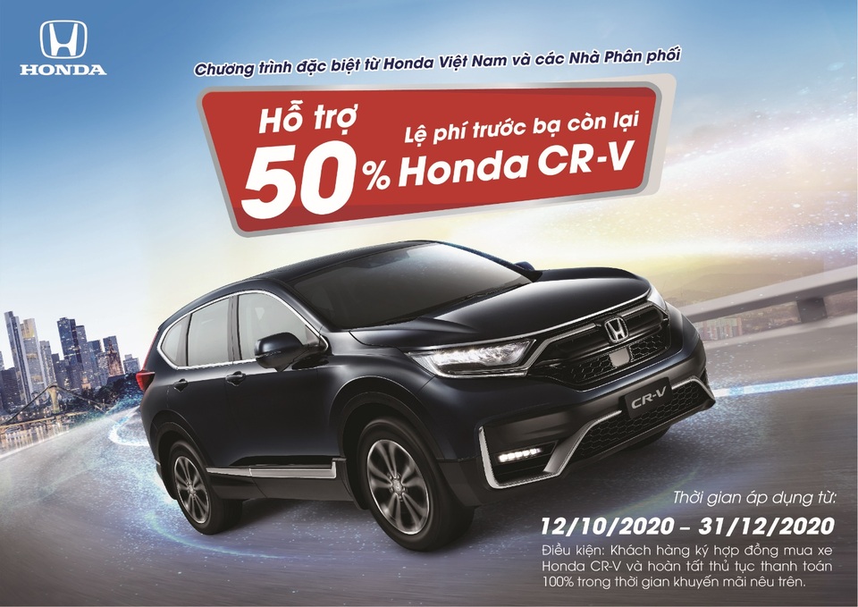 Hỗ trợ 50% lệ phí trước bạ còn lại cho khách hàng mua xe Honda CR-V - 1 Hỗ trợ 50% lệ phí trước bạ còn lại cho khách hàng mua xe Honda CR-V - 1