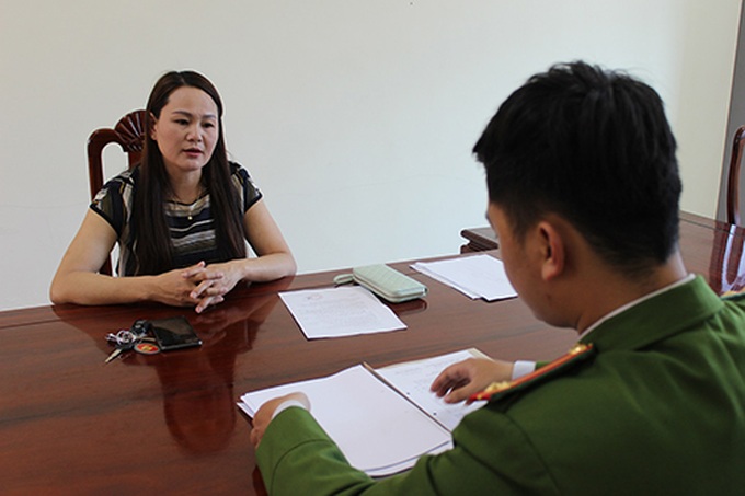 Dung tại cơ quan điều tra. Ảnh: Công an cung cấp.