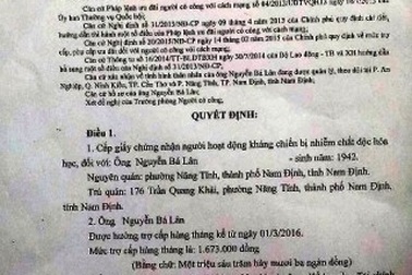 “Liệt sỹ” trở về sau 37 năm lần đầu tiên được hưởng chế độ trợ cấp
