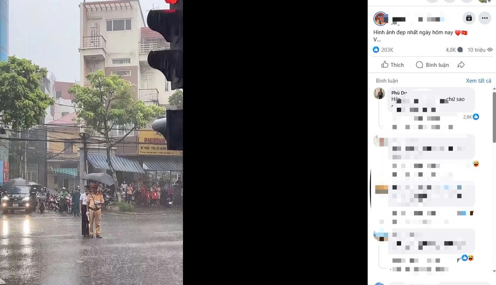 Đại úy CSGT làm nhiệm vụ A80 dưới mưa lớn được người dân che ô - 1 Đại úy CSGT làm nhiệm vụ A80 dưới mưa lớn được người dân che ô - 1