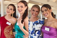 Đỗ Thị Hà diện váy đỏ nổi bật giữa dàn người đẹp hoa hậu thế giới