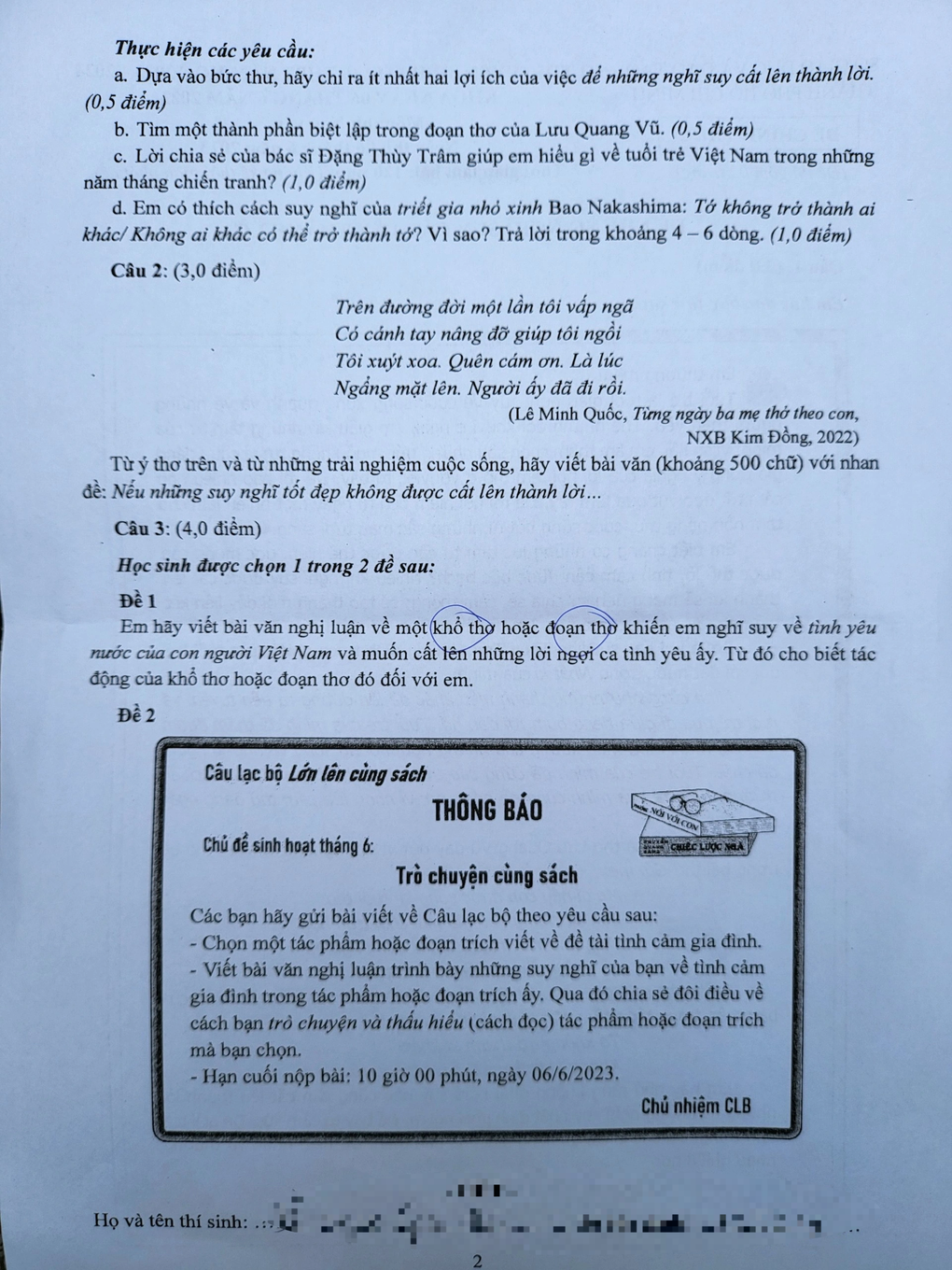 Đáp án gợi ý môn văn thi vào lớp 10 TPHCM - 2 Đáp án gợi ý môn văn thi vào lớp 10 TPHCM - 2