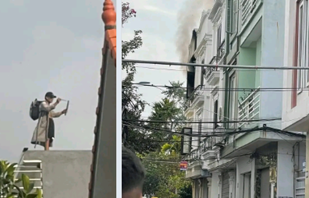 Đối tượng nghi ngáo đá, tự đốt nhà, dùng dao cố thủ trên tầng thượng - 1 Đối tượng nghi ngáo đá, tự đốt nhà, dùng dao cố thủ trên tầng thượng - 1