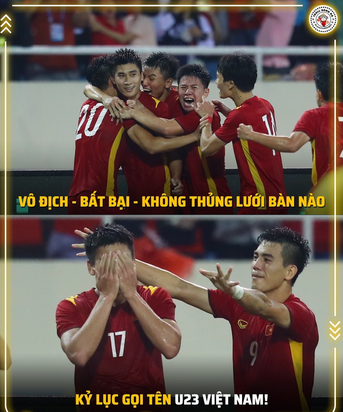 Bên cạnh đó, U23 Việt Nam cũng đã giành huy chương vàng mà không để thua bất kỳ trận nào và không phải nhận bàn thua nào (Ảnh: Troll bóng đá). Bên cạnh đó, U23 Việt Nam cũng đã giành huy chương vàng mà không để thua bất kỳ trận nào và không phải nhận bàn thua nào (Ảnh: Troll bóng đá).