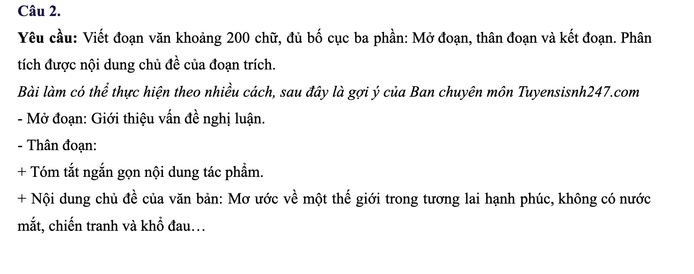 Gợi ý đáp án đề tham khảo môn ngữ văn thi vào lớp 10 ở TPHCM năm 2025 - 2 Gợi ý đáp án đề tham khảo môn ngữ văn thi vào lớp 10 ở TPHCM năm 2025 - 2