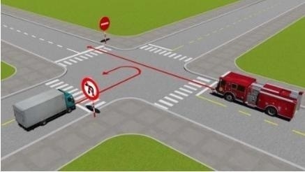 Đi theo hướng mũi tên, xe nào vi phạm quy tắc giao thông?