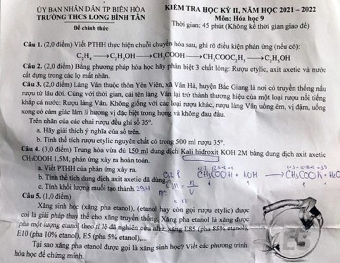 Đề kiểm tra môn Hóa quảng cáo rượu làng Vân gây xôn xao - 1 Đề kiểm tra môn Hóa quảng cáo rượu làng Vân gây xôn xao - 1