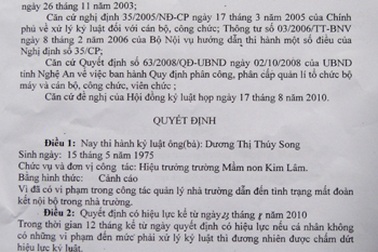 Nghệ An: Gây mất đoàn kết nội bộ, 4 hiệu trưởng bị kỷ luật