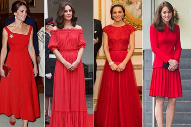 Loạt trang phục đỏ rực nổi bật và thanh lịch của công nương Kate Middleton