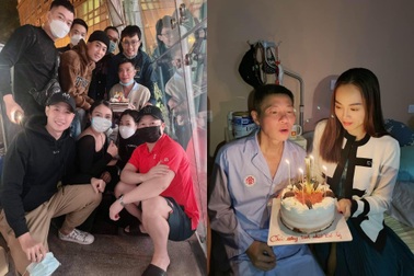 NSND Công Lý được vợ con, đồng nghiệp chúc mừng sinh nhật ở bệnh viện