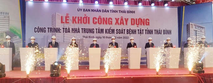 Lãnh đạo tỉnh Thái Bình, bấm nút khởi công Dự án xây dựng tòa nhà 15 tầng phục vụ công tác kiểm soát bệnh tật