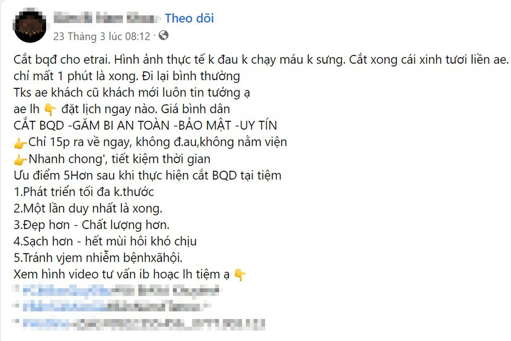 Cắt bao quy đầu ở tiệm xăm, cẩn thận họa mi có thể ngừng hót - 1 Cắt bao quy đầu ở tiệm xăm, cẩn thận họa mi có thể ngừng hót - 1
