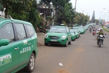 Lái xe taxi Mai Linh xếp hàng dài đình công
