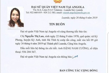 Một nữ lao động Việt bị cướp sát hại khi đang cầm túi tiền tại Angola